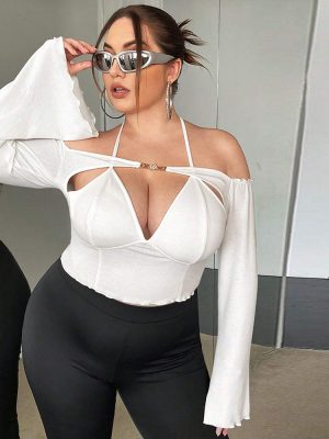 Plus Size Slim Fit Off-Shoulder Top