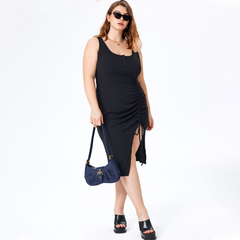 Plus Size Drawstring Cami Sheath Dress - Image 2