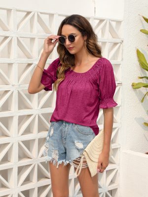 Summer U-Neck Casual Loose Short Sleeve T-Shirt