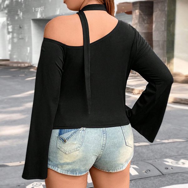 Plus Size Asymmetric Off-Shoulder T-shirt - Image 2