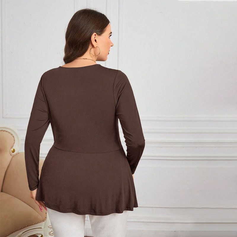 Plus Size Waist-Controlled Knit V-Neck Top - Image 2