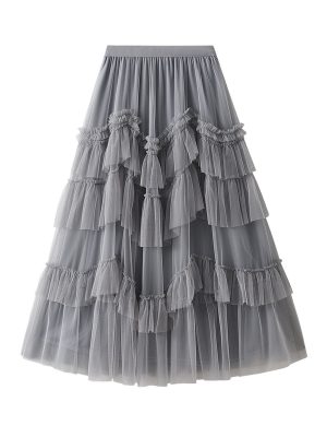 Tiered Dress Design Long Skirt with Easy-Matching Pettiskirt