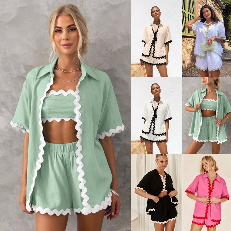 Simple Short Shirt Casual Set - Early Spring Style - Image 4
