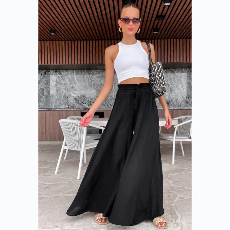 Elastic Waist Wide-Leg Pants - Summer Casual - Image 3