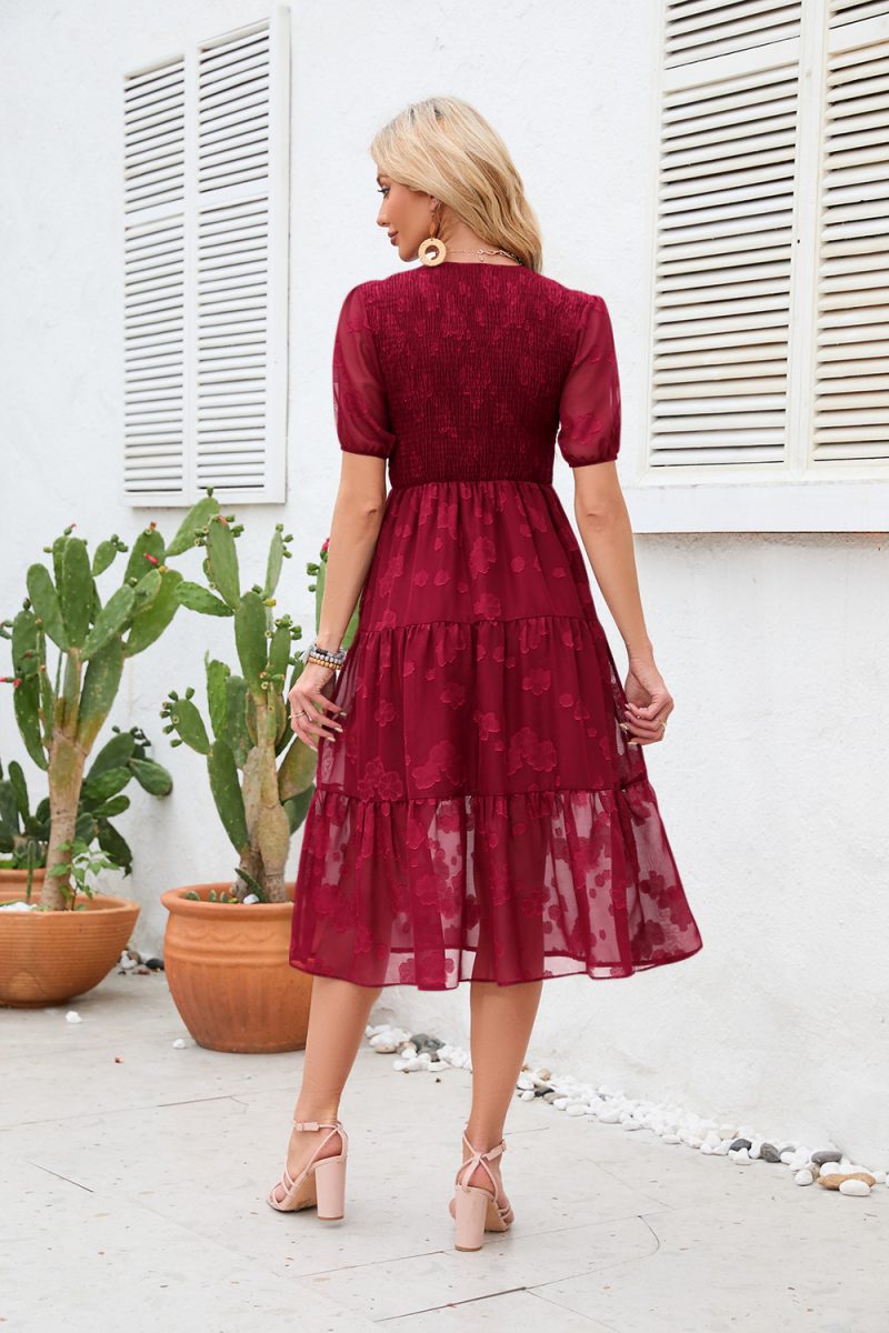 Printed Short-Sleeve Swing Maxi Dress - Image 3
