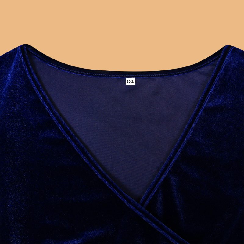 Velvet Deep V-Neck Bodycon Dress - Image 2