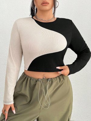 Autumn Slim Fit Cropped Contrast Colors Top