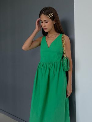 Summer Green V-neck Elegant Dress