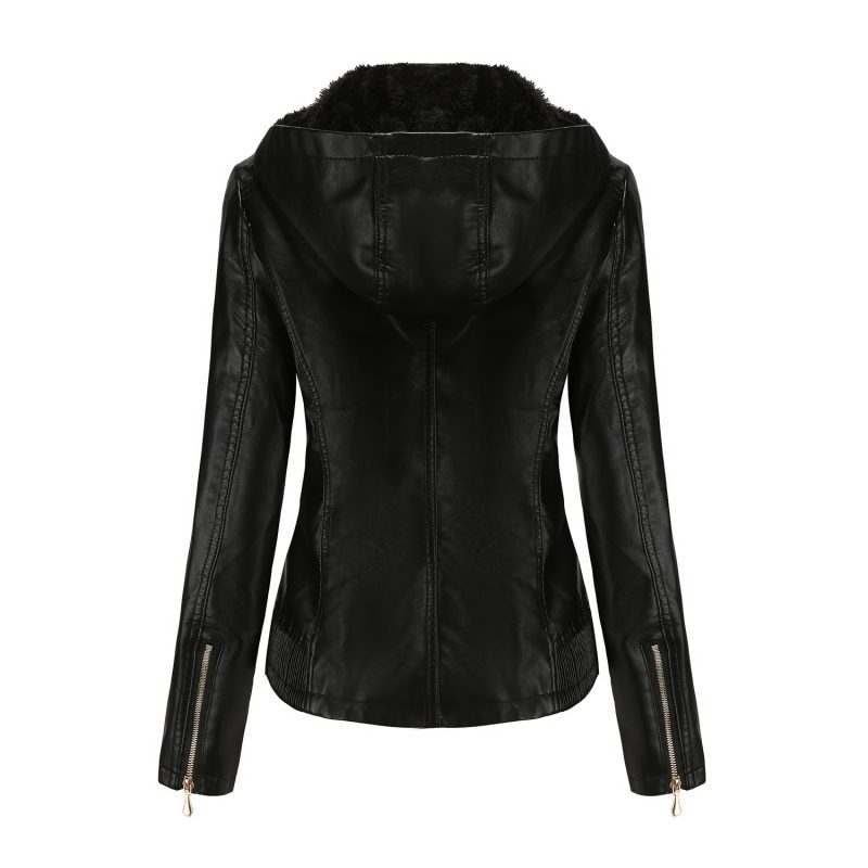Fleece-Lined Zippered Slim Jacket for Women - Image 3