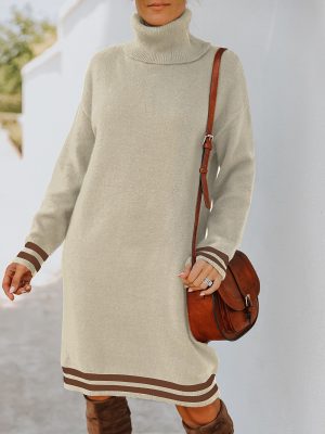 Turtleneck Knitted Dress: Cozy Woolen Elegance