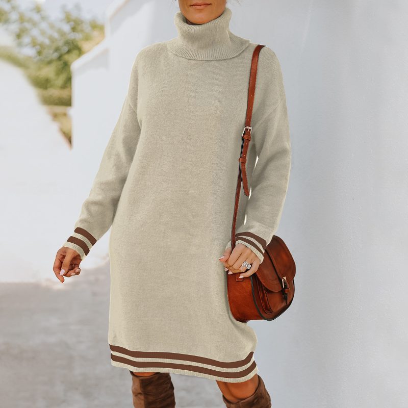 Turtleneck Knitted Dress: Cozy Woolen Elegance