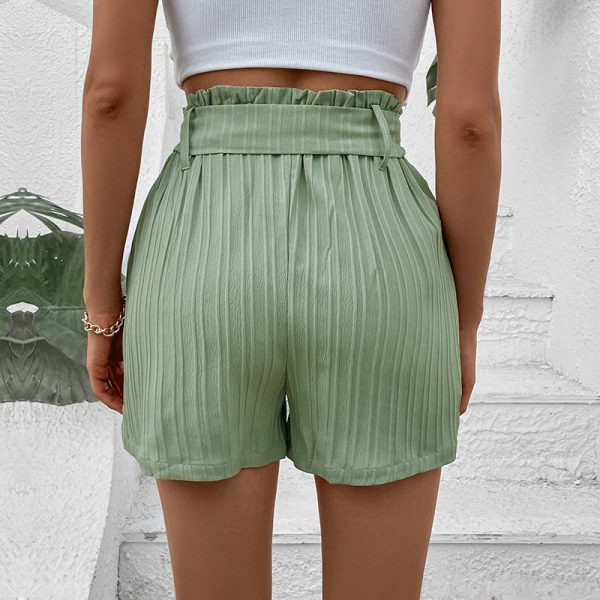 Stylish Solid Color Pleated Shorts for Women - Image 4