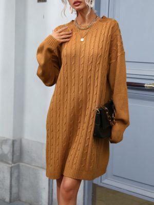 Retro Twist Woolen Dresses – Women’s Autumn/Winter Fashion