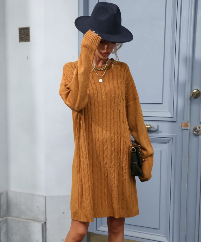 Retro Twist Woolen Dresses - Women's Autumn/Winter Fashion - Image 2