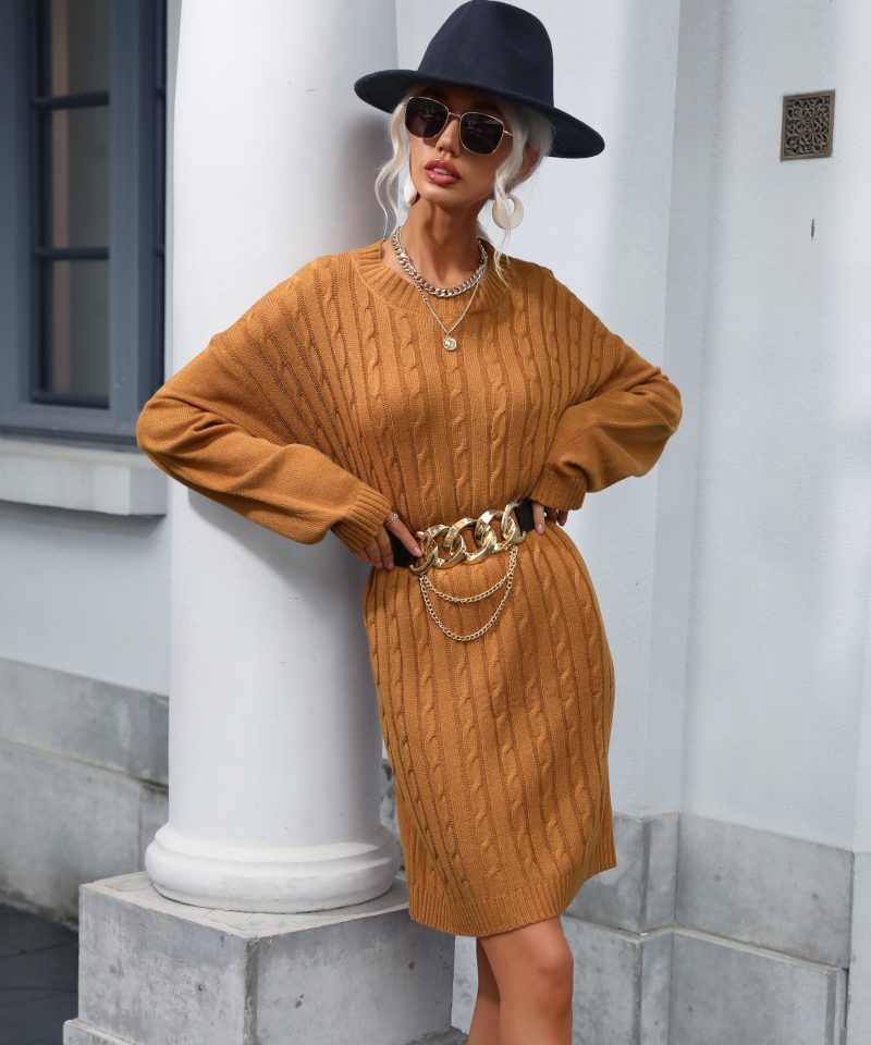 Retro Twist Woolen Dresses - Women's Autumn/Winter Fashion - Image 3