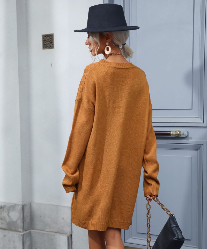 Retro Twist Woolen Dresses - Women's Autumn/Winter Fashion - Image 4