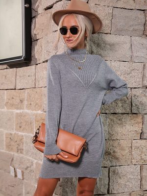 Half Turtleneck Wool Dresses – Autumn Elegance