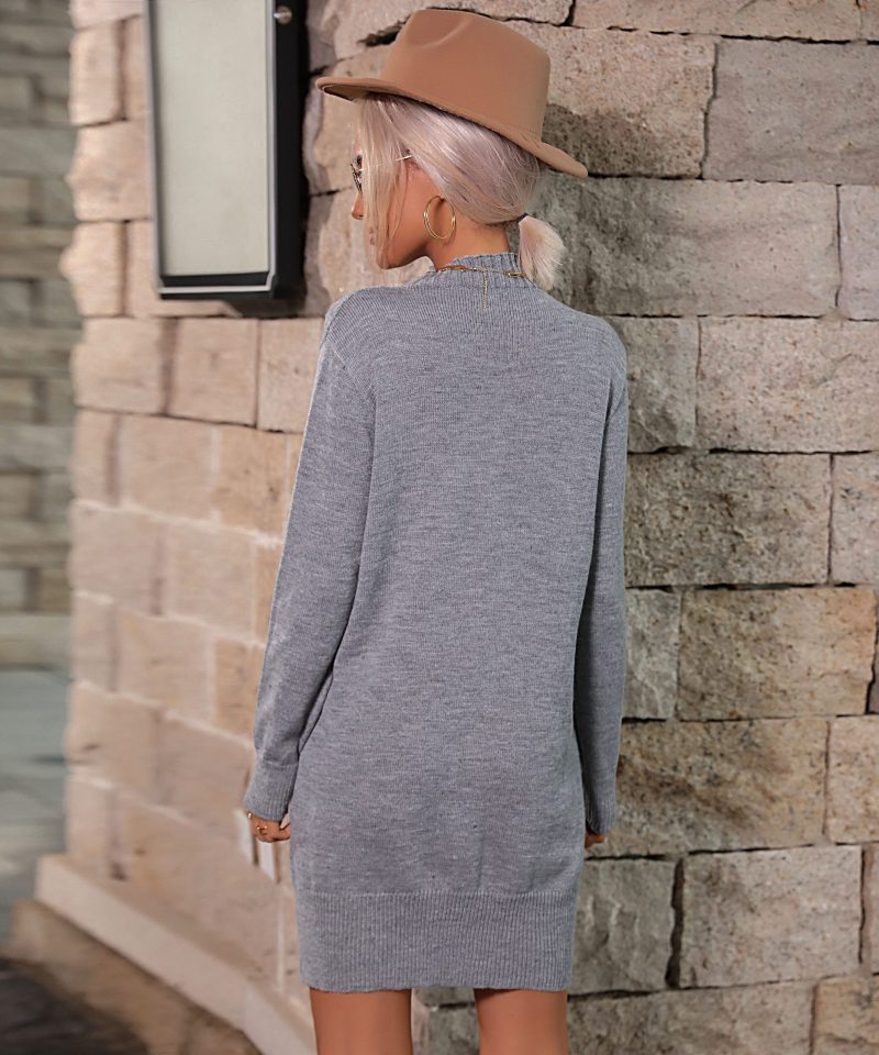 Half Turtleneck Wool Dresses - Autumn Elegance - Image 3