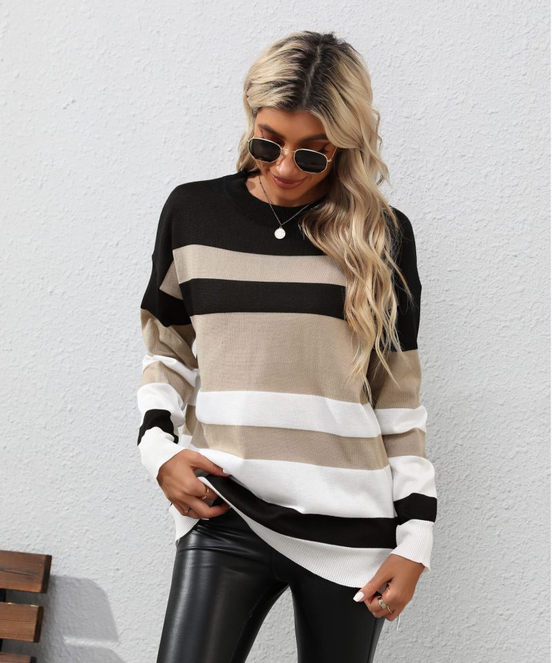Autumn Women's Long Sleeve Color Matching Sweater - Image 2
