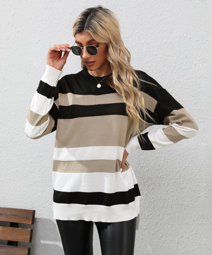 Autumn Women's Long Sleeve Color Matching Sweater - Image 3