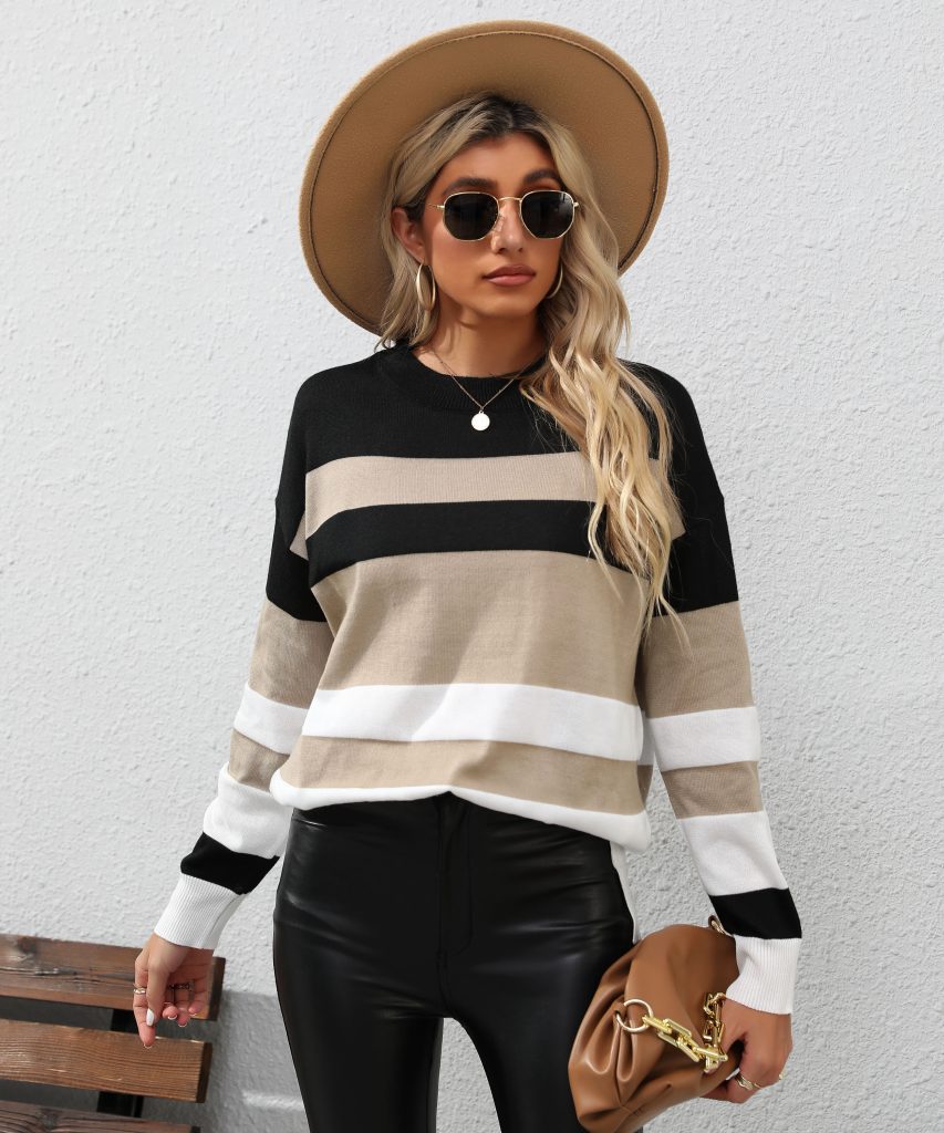 Autumn Women's Long Sleeve Color Matching Sweater - Image 7