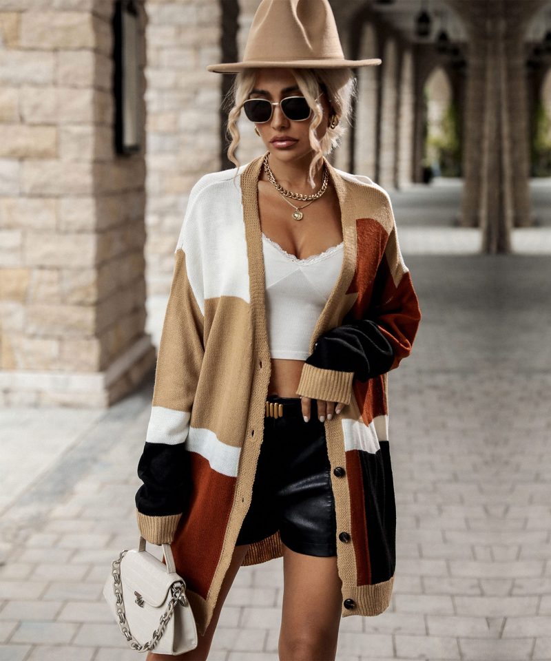 Autumn Women's Colorblock Sweater Coat - Image 5