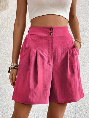 High-Waisted Shorts – Women’s Solid Color Summer Wear