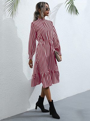 Fall Striped Turtleneck Dress