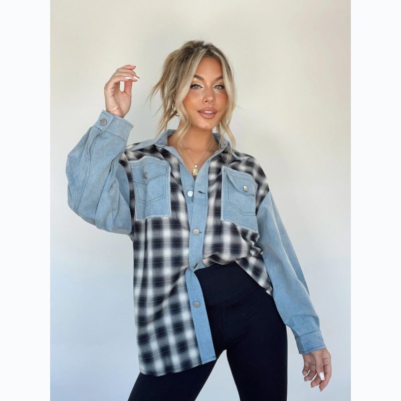 Woolen Patchwork Plaid Coat - Casual Autumn/Winter - Image 4