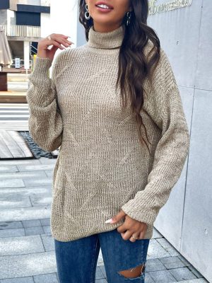 Loose Fitting Solid Color High Collar Bottoming Sweater