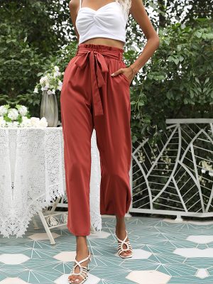 Summer High Waist Wide Leg Cropped Pants