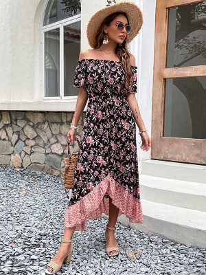 Stylish Off-Shoulder Printed Dress