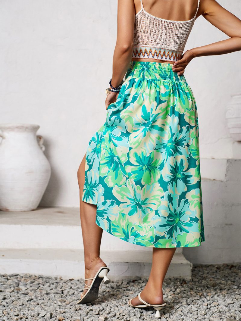 Summer Floral Print Smocked Skirt – Shanuo Design - Image 2