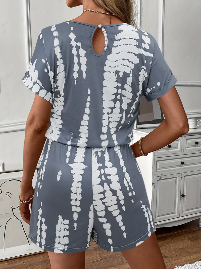 Printed Short Sleeve Jumpsuit - Summer Trend - Image 3