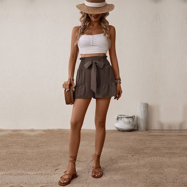 High Waist Brown Shorts - Women's Summer Fashion - Image 2