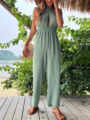 Solid Color Sling Jumpsuit – Summer Chic