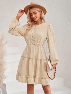 Round Neck Tight Lace Dress – Fall/Winter