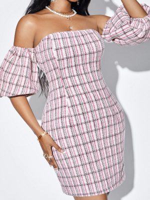 Plaid Waist Tight Tube Dress – Summer Sexy Chic