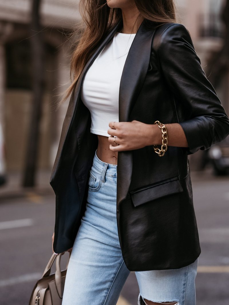 Office Blazer Collar Leather Coat - Autumn/Winter - Image 4