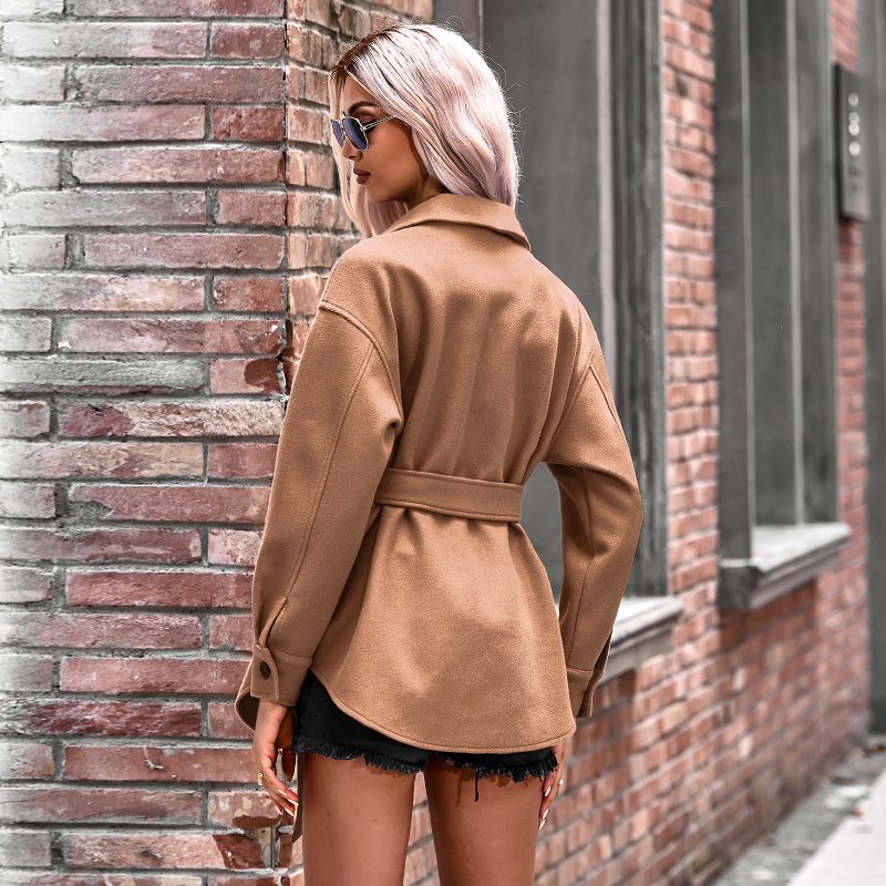 Tie Woolen Coat for Women - Image 2