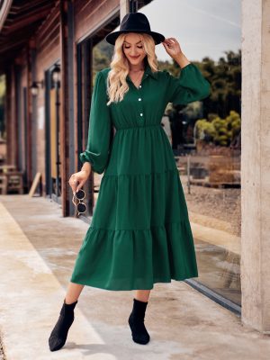 Casual Shirt Collar Long Sleeves Dress