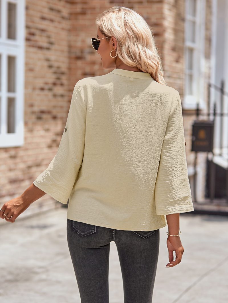 V-Neck Loose Fitting Long Sleeve Top - Image 3