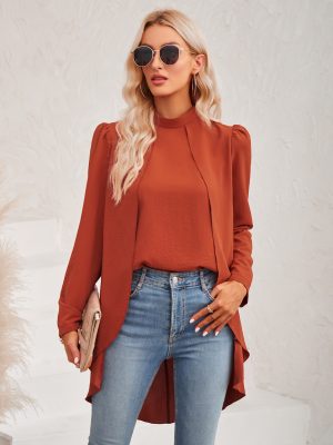 Fall-Winter Solid Color Half Collar Shirt