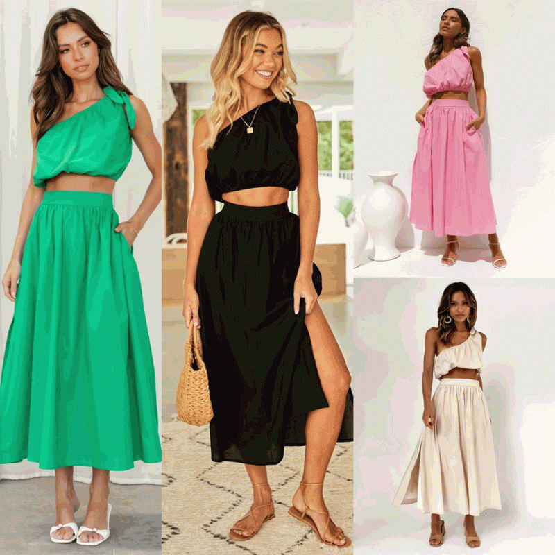 Solid Color Office Two Piece Dress - Spring/Summer - Image 5
