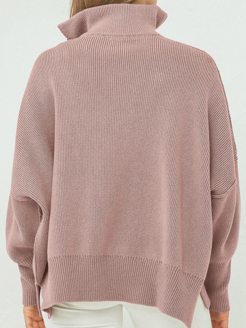 Loose Zipped Stand Collar Sweater - Winter - Image 5