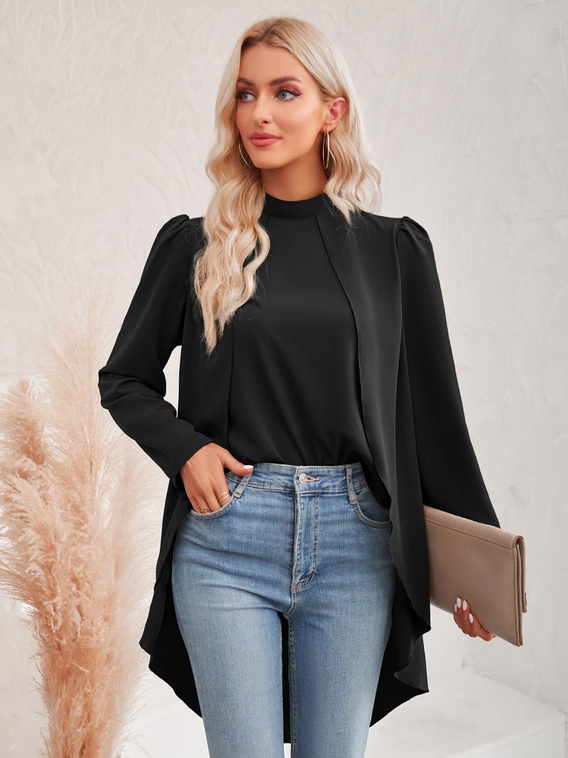 Fall-Winter Solid Color Half Collar Shirt - Image 2