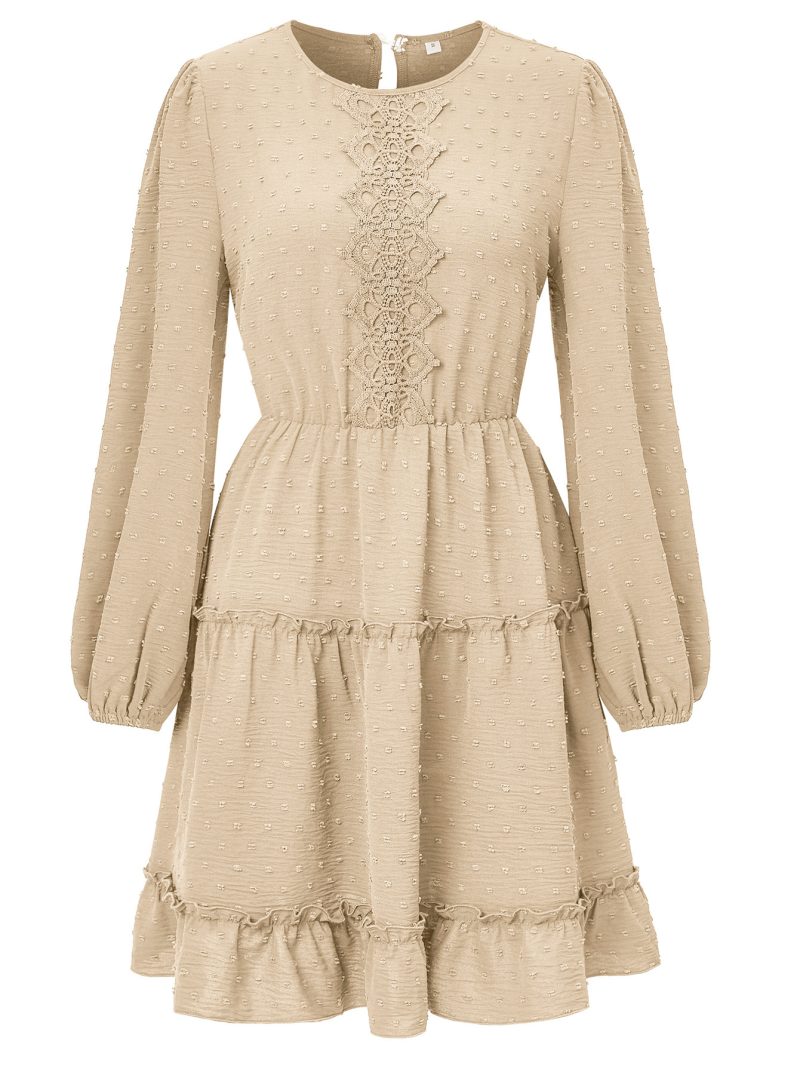 Round Neck Tight Lace Dress - Fall/Winter - Image 3