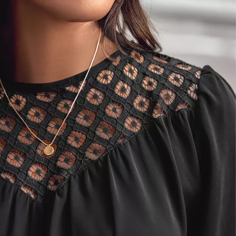 Lace Stitching Long Sleeve Top - Autumn/Winter - Image 4