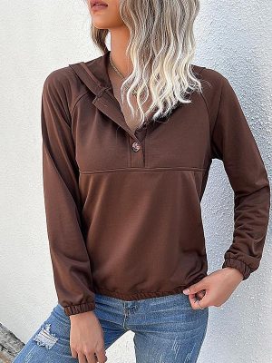 Stylish Long Sleeve Solid Color Hooded Sweater for Women