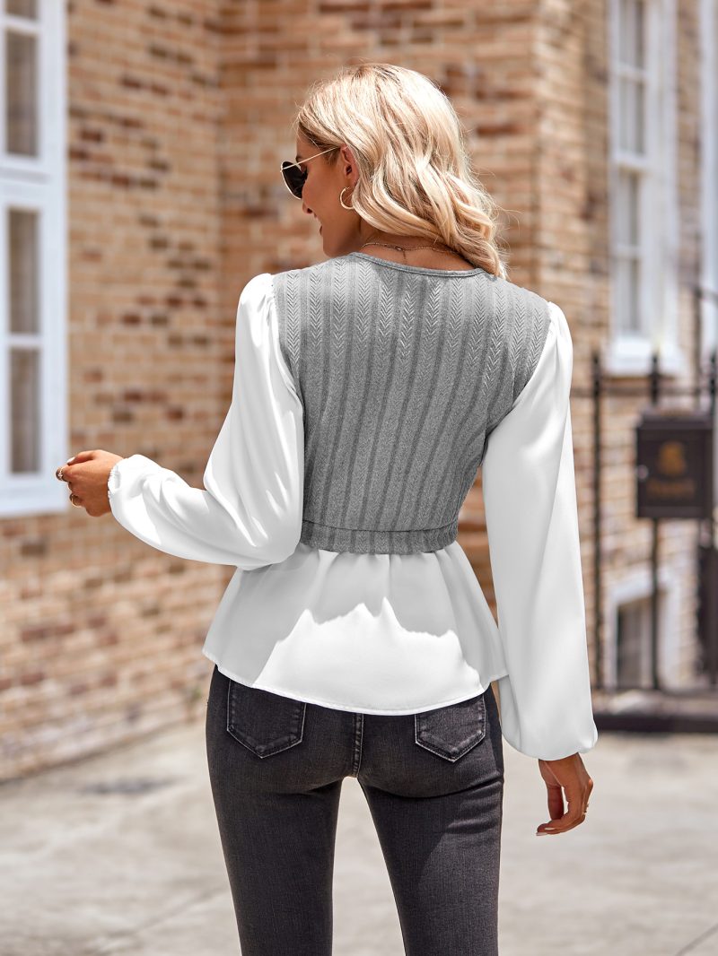 Stylish V-neck Stitching Top for Women - Image 4